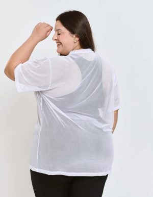 BLUSÃO DE TULE 660 COR OFF WHITE / G1 POWER FIT PLUS SIZE