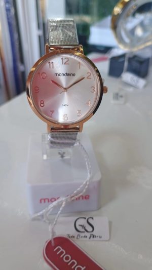 RELOGIO ANALOGICO FEM FOLEADO A PRATA / MONDAINE