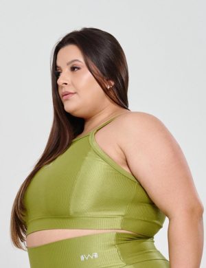 TOP CANELADO ALCINHA BOJO COR PISTACHE / XG PLUS POWER FIT