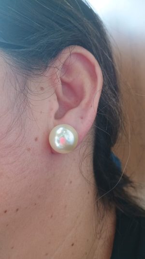 BRINCO BOLAO PEROLA FOLHEADO OURO 18 K / ROMANEL