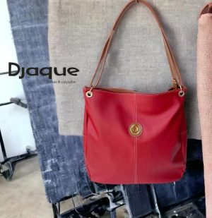 BOLSA MOCHILÃO COURO COR VERMELHA / GG DJAQUES