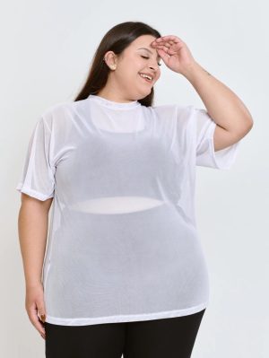 BLUSÃO DE TULE 660 COR OFF WHITE / G1 POWER FIT PLUS SIZE