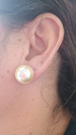 BRINCO BOLAO PEROLA FOLHEADO OURO 18 K / ROMANEL