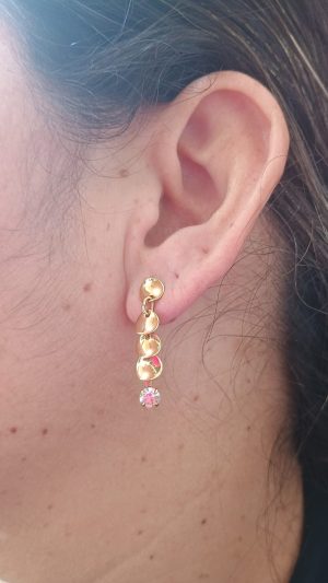BRINCO MEDIO CRISTAL FOLHEADO OURO 18 K / ROMANEL