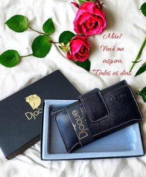 CARTEIRA COURO FEMININA MAO COR PRETA / G DJAQUE