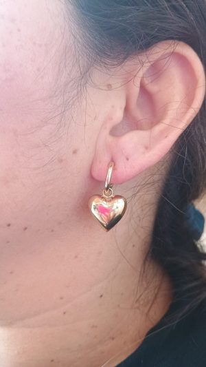 BRINCO ARGOLA CORAÇÃO FOLHEADO 18 K / ROMANEL ANTIALERGICO